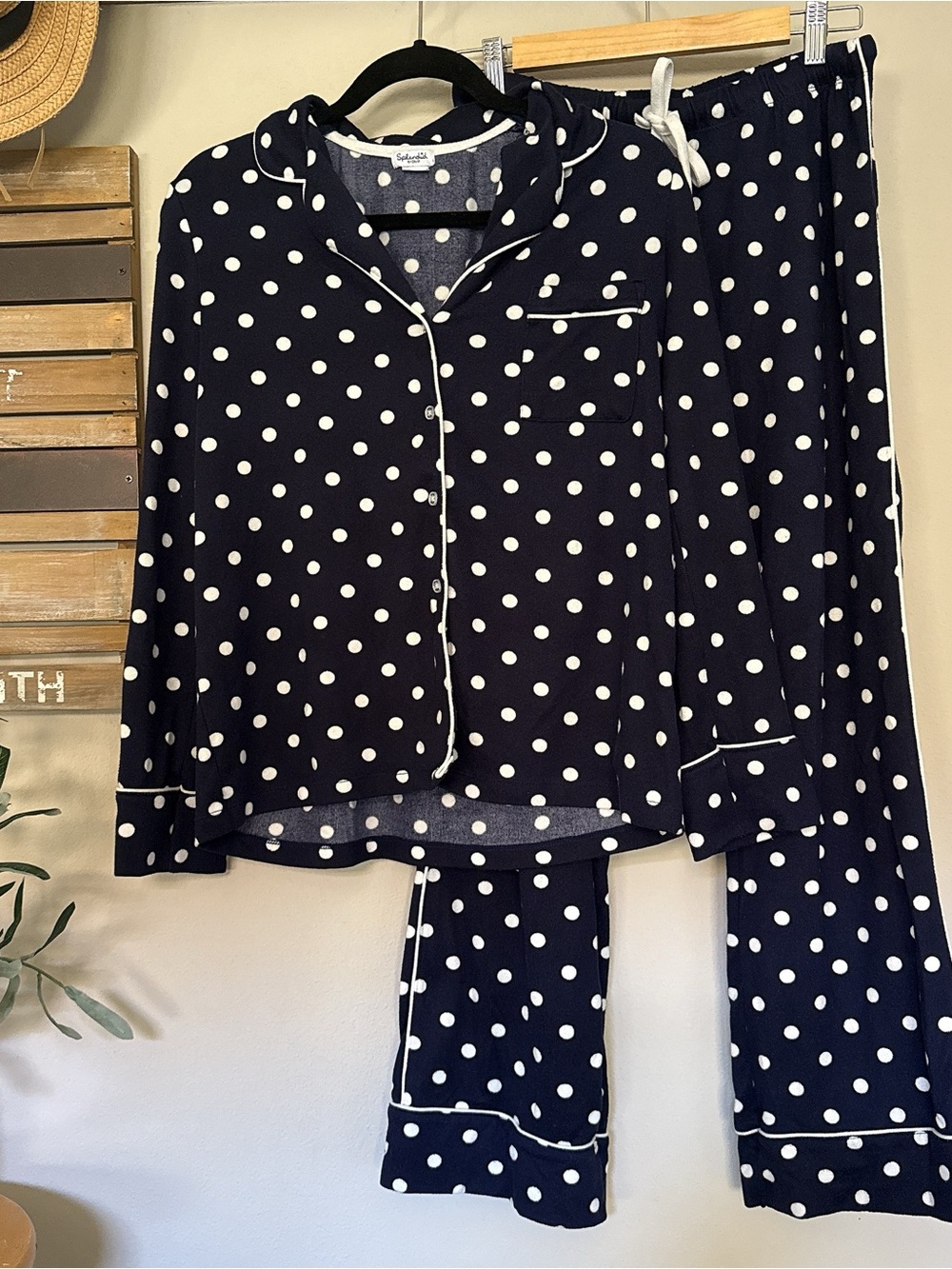 Splendid Navy Polka Dot Pajama Set size Small